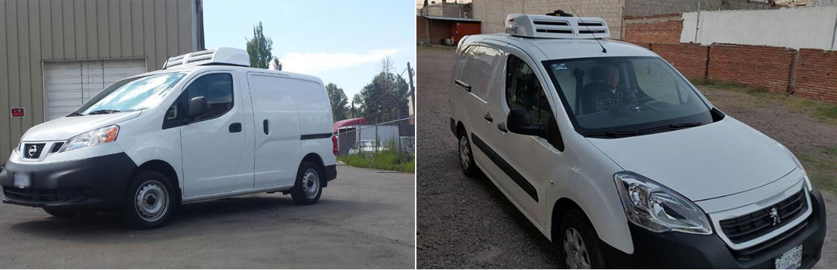 electric van refrigeration unit C150TB installed on Nissan NV200 and Peugeot partner van