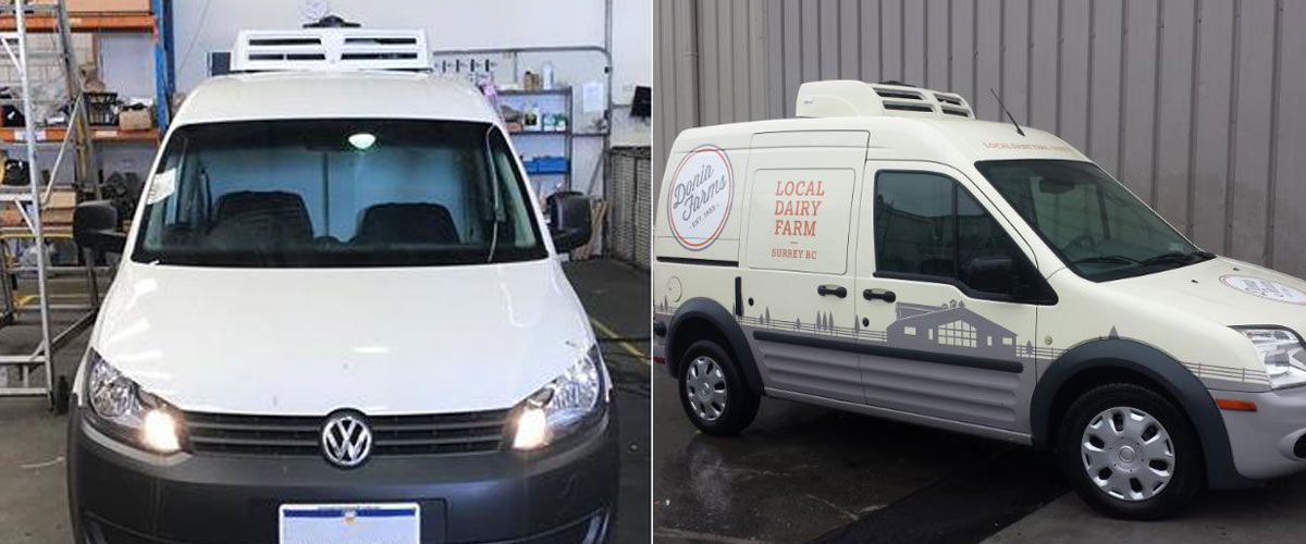 electric van refrigeration unit C150TB installed on Renault Kangoo Van and VW van