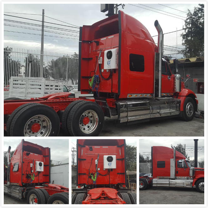 Truck sleeper air conditioner on international truck